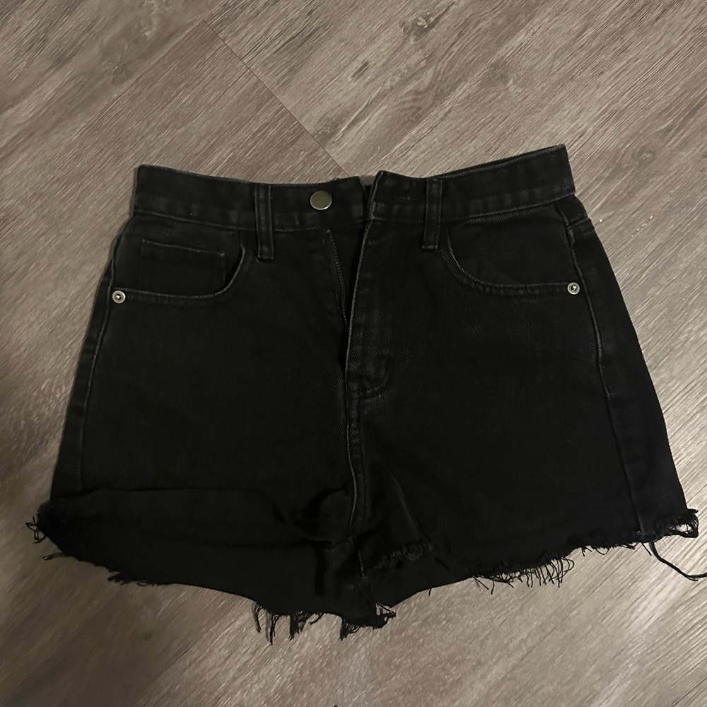 black denim shorts